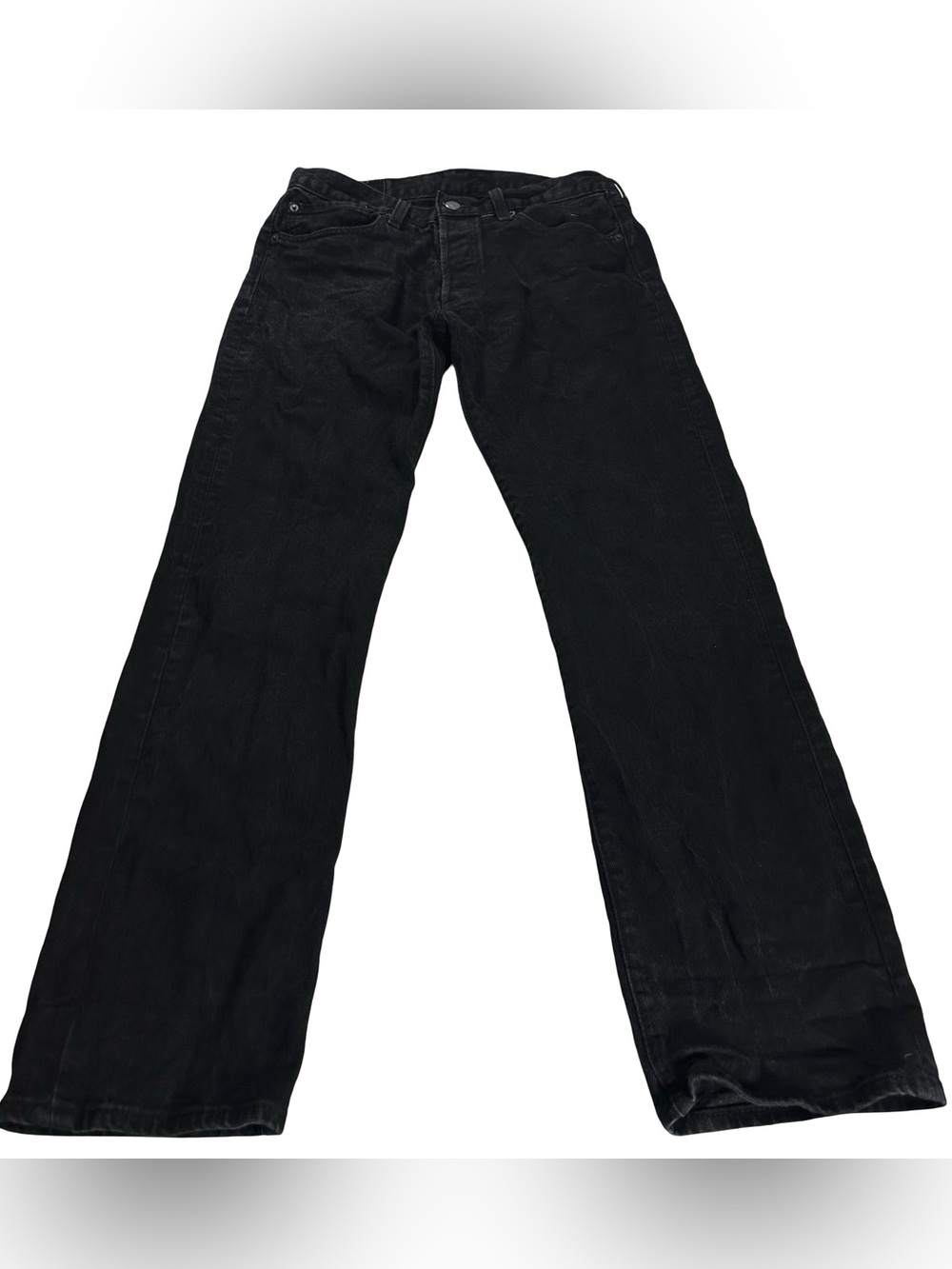 Levis 501 Original Fit Jeans Mens 32x32 Black Button Fly Stretch Denim Cotton